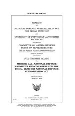 Hearing on National Defense Authorization Act for Fiscal Year 2017 and oversight of previously authorized programs before the Committee on Armed Services, House of Representatives, One Hundred Fourteenth Congress, second session