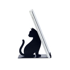 Išmaniojo telefono laikiklis „Feline“, juodas, metalinis
