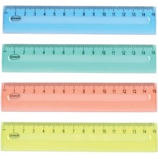 Liniuotė Centrum, 15cm, plastikinė, skaidri, įvairių spalvų