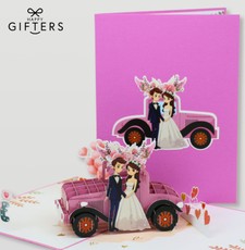 3D iššokantis atvirukas „Wedding Car“