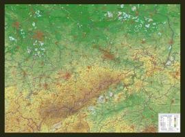 Reliefkarte Sachsen Gross 1 : 325.000 mit Rahmen