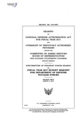 Hearing on National Defense Authorization Act for Fiscal Year 2017 and oversight of previously authorized programs before the Committee on Armed Services, House of Representatives, One Hundred Fourteenth Congress, second session