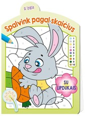 Spalvink pagal skaičius. Užduotėlės su lipdukais. 2 lygis