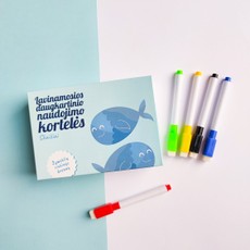 Lavinamosios daugkartinio naudojimo kortelės „Skaičiai“ + žymeklių rinkinys dovanų