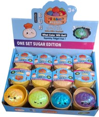Antistresinis žaislas SQUISHY BUN „Squishy Dumpling Glitter“, šviečiantis tamsoje, 5,5 cm, 1 vnt.