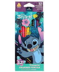 Spalvoti pieštukai DISNEY „Stitch Blue“, tribriauniai, 12 spalvų