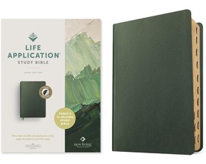 NLT Life Application Study Bible, Third Edition (Red Letter, Genuine Leather, Olive Green, Indexed)