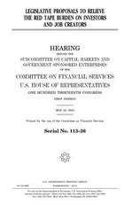 Legislative proposals to relieve the red tape burden on investors and job creators