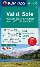 KOMPASS Wanderkarte Val di Sole, Madonna di Campiglio, Malè, Passo del Tonale, Peio, Rabbi 1:35 000