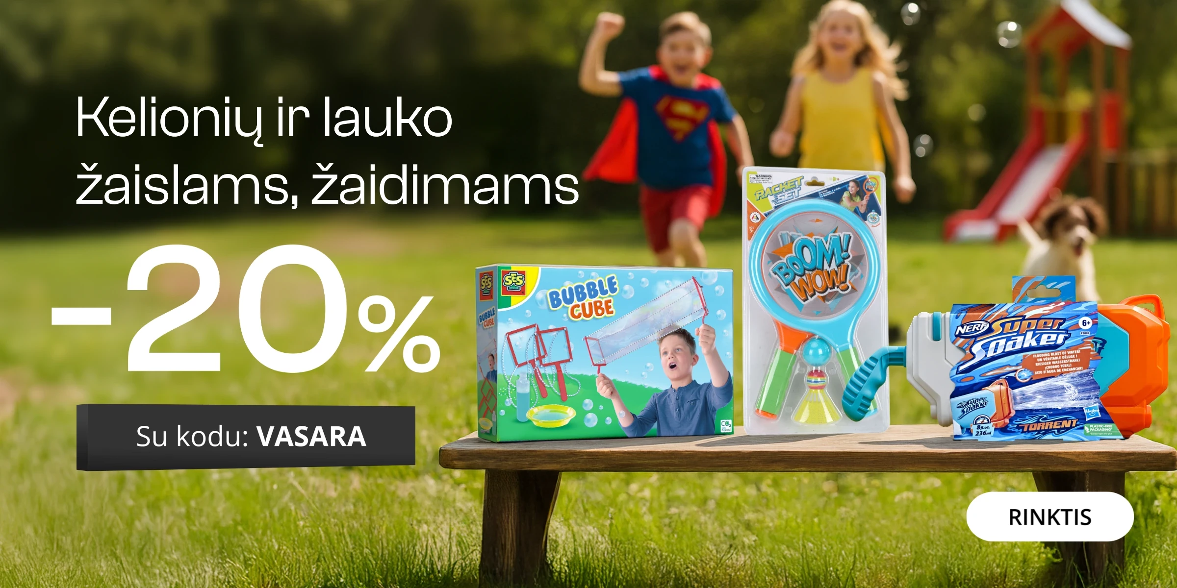Kelionių ir lauko žaislams, žaidimams - 20% nuolaida