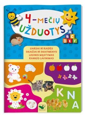 4-mečių užduotys: rankos lavinimas, loginis mąstymas, garsai ir raidės, skaičiai ir skaitmenys