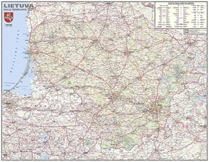 Lietuvos autokelių sieninis žemėlapis. M 1:400 000