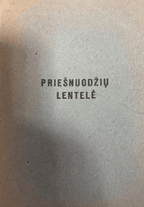 Priešnuodžių lentelė