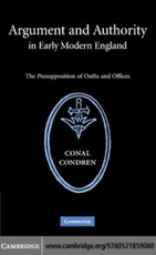 Argument and Authority in Early Modern England