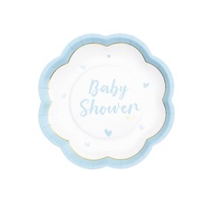 Vienkartinės lėkštės „Baby Shower“, šviesiai mėlynos, 20 cm, 8 vnt.