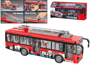 Baterijomis maitinamas žaislinis autobusas su šviesos ir garso efektais bei atidaromomis durimis