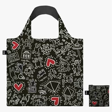 LOQI pirkinių krepšys „KEITH HARING Black Pattern Recycled Bag“