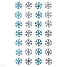 Dekor.lipnūs kristalai SNOWFLAKES mėlyni ir skaidrūs 28vnt