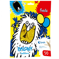 Balionai metalizuoti FIORELLO, geltonos spalvos, 50 vnt.