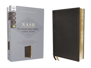 Nasb, Personal Size Bible, Large Print, Genuine Leather, Calfskin, Black, Red Letter, 1995 Text, Comfort Print