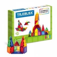 Tileblox magnetinės kaladėlės – vaivorykštės rinkinys, 42 vnt.