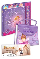 ŠOK SU BALERINA: 8 užburiančios šokių melodijos + MAŽOSIOS BALERINOS KREPŠELIS: pasakų knygelė + pirmiesiems 15-ai DOVANA – KVIETIMAS į animacinį filmą BALERINA vienam asmeniui