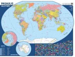 Pasaulio politinis žemėlapis. Sieninis. M 1:32000000