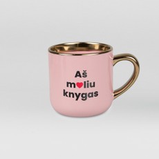 Riboto leidimo Knygos.lt puodelis AŠ MYLIU KNYGAS (rožinis), 400 ml
