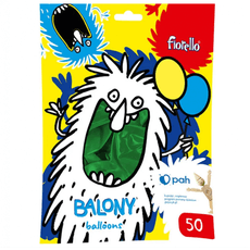 Balionai metalizuoti FIORELLO, žalios spalvos, 50 vnt.