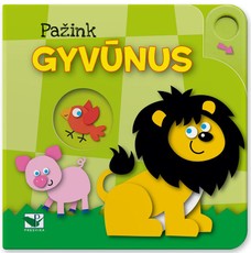 Pažink gyvūnus. Knygelė su judančiais elementais