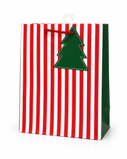 Kalėdinis dovanų maišelis „Stripes“, raudona/balta, 26,5 cm