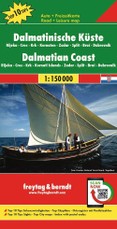 Dalmatinische Küste, Rijeka - Cres - Krk - Kornaten - Zadar - Split - Brac - Dubrovnik, Autokarte 1:150.000