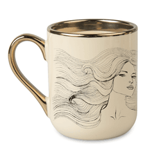 Keramikinis puodelis „Vilkaširdis“, elegantiškas, su aukso spalvos ąsele, 330 ml. KOLEKCINIS LEIDIMAS!