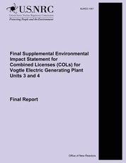 Final Supplemental Environmental Impact Statement for Combined Licenses (COLs) for Vogtle Electric Generating Plant Units 3 and 4