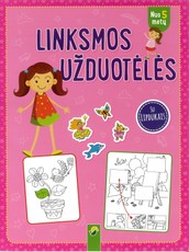 Linksmos užduotėlės su lipdukais (rožinė)