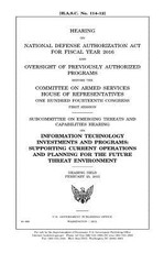 Hearing on National Defense Authorization Act for Fiscal Year 2016 and oversight of previously authorized programs before the Committee on Armed Services, House of Representatives, One Hundred Fourteenth Congress, first session
