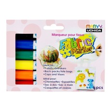 Flomasteriai šviesių audinių dekoravimui „Fabric Marker Primary“, 6 vnt.