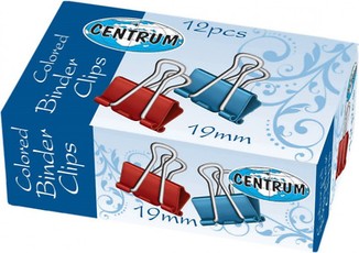 Spaustukai popieriui spalvoti 19mm CENTRUM
