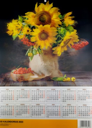 2022 m. sieninis 3D kalendorius Gėlės