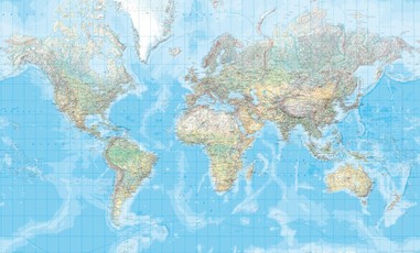 Die Welt, physische Karte 1 : 20 000 000, plano