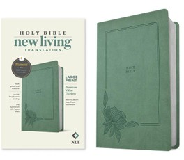 NLT Large Print Premium Value Thinline Bible, Filament Enabled (Leatherlike, Morning Bloom Sage Green)