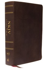 NKJV Study Bible, Premium Calfskin Leather, Brown, Full-Color, Red Letter Edition, Indexed, Comfort Print