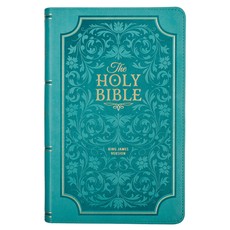 KJV Holy Bible, Giant Print Standard Size Faux Leather Red Letter Edition - Thumb Index & Ribbon Marker, King James Version, Teal Floral