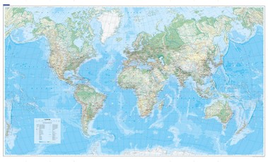 Kümmerly+Frey Welt- und Kontinentkarte Weltkarte physikalisch Poster 1:30 Mio.