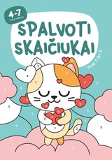 Spalvoti skaičiukai nuo 1 iki 5. Spalvinimo knygelė