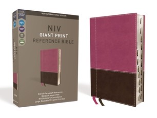 NIV, Reference Bible, Giant Print, Imitation Leather, Pink/Brown, Red Letter Edition, Indexed, Comfort Print