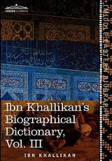 Ibn Khallikan's Biographical Dictionary, Volume III
