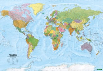 World map XXL, political, english, 1:15.000.000, Poster, freytag & berndt