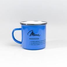 Metalinis puodelis su stilingu užrašu „Mama“, mėlynas, 300 ml