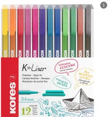 Rašiklių rinkinys KORES K-LINER 0,4 mm 12 spalvų
